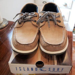 ISLAND SURF Classic Men's Parchment Boat Topsiders 9 Medium Top Siders Leather